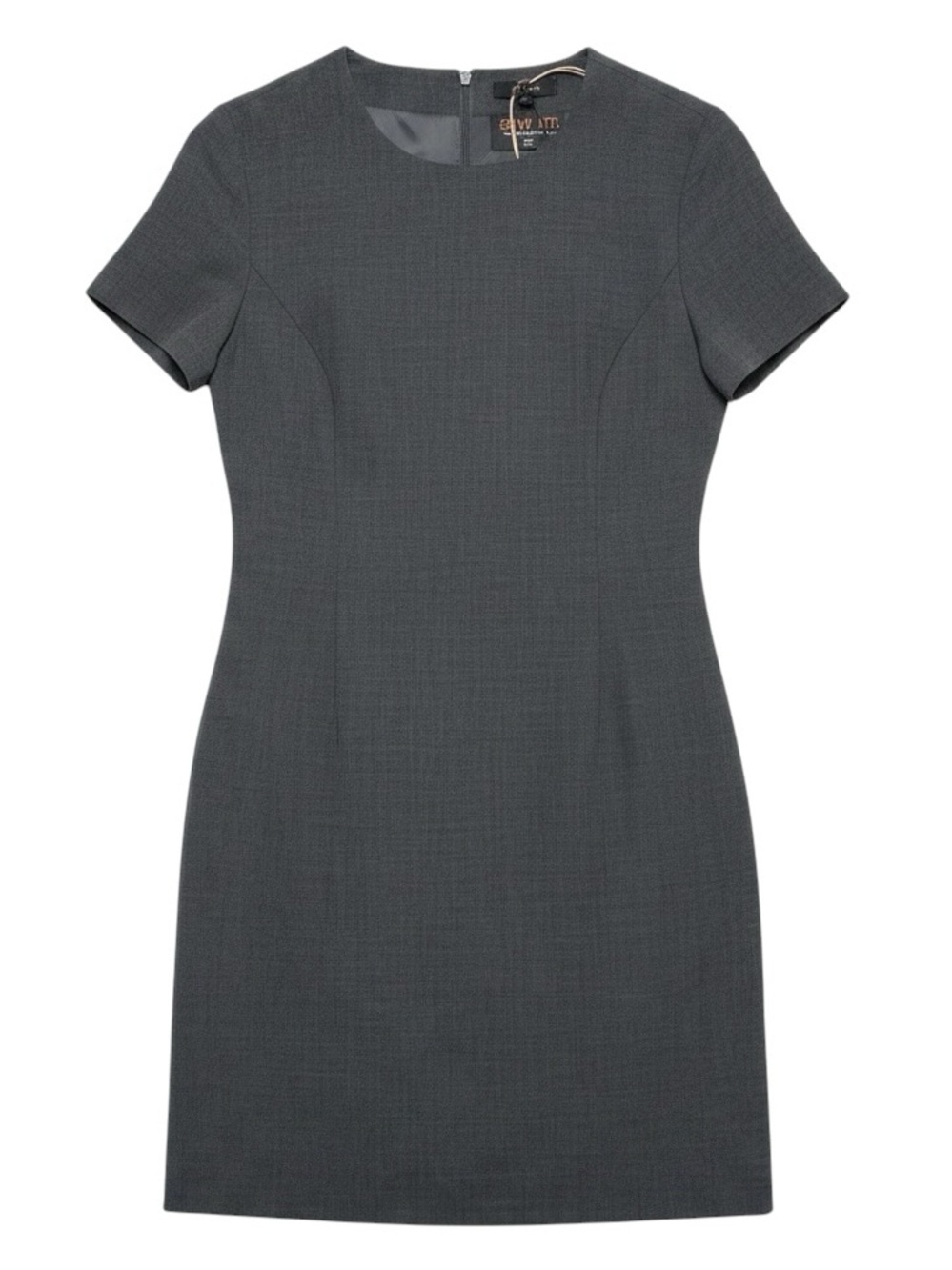Quince Italian Wool Short Sleeve Dress Coal Melange Gray Sheath Size 2